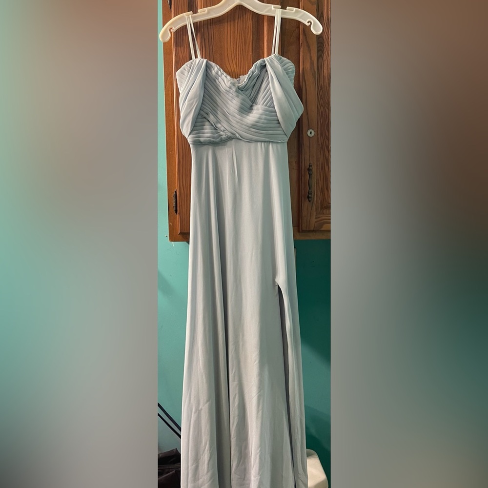 Baby blue A-Line Maxi dress with Slit